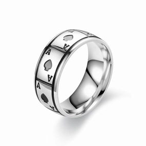 Wholesale Ace of Spades Titanium Steel Ring Ring
