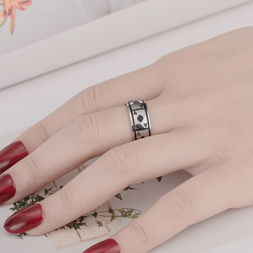 Wholesale Ace of Spades Titanium Steel Ring Ring