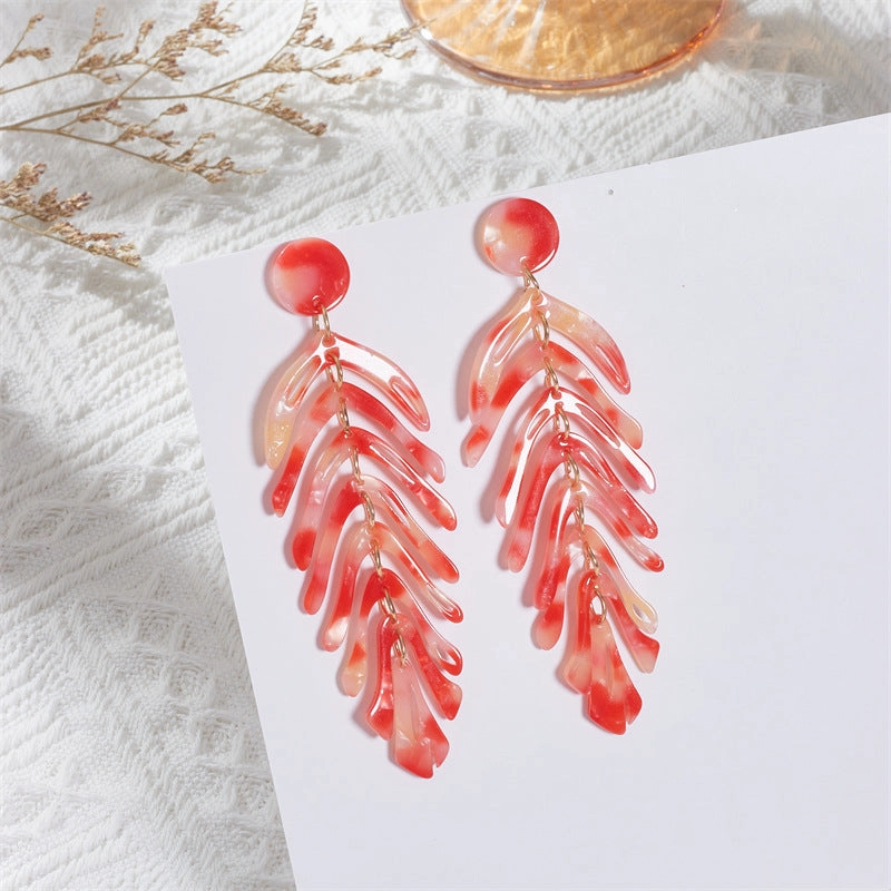 Wholesale Acrylic Acetate Sheet Leaf Earrings