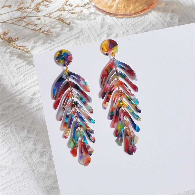 Wholesale Acrylic Acetate Sheet Leaf Earrings