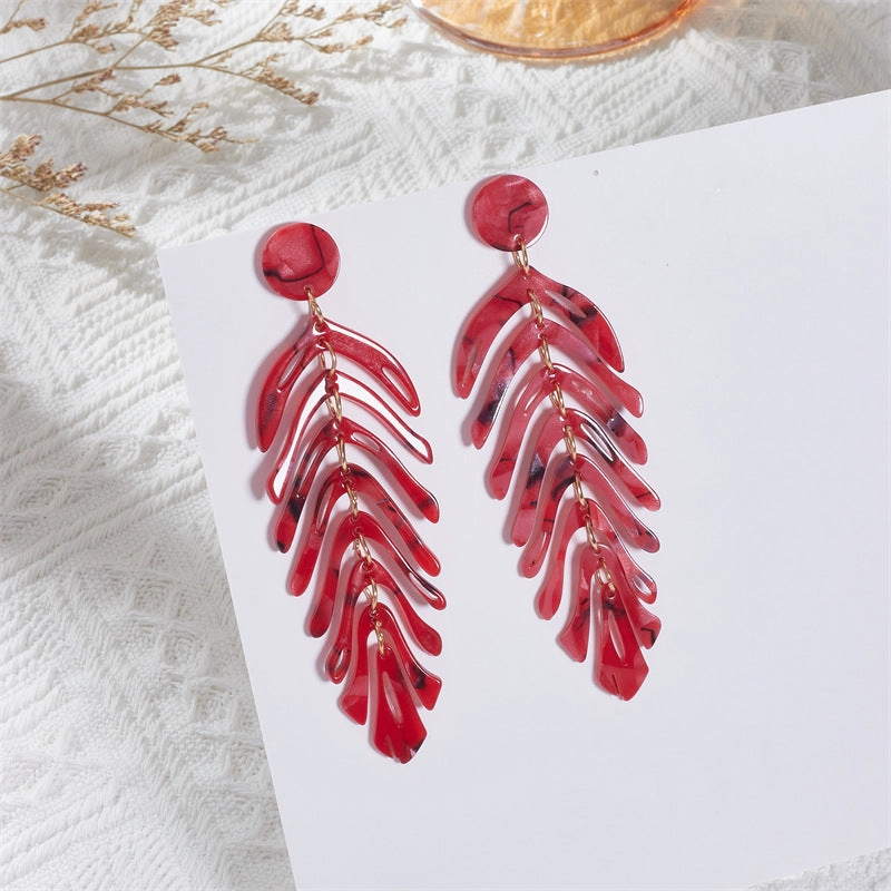 Wholesale Acrylic Acetate Sheet Leaf Earrings