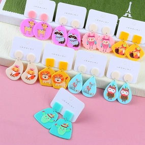 Wholesale Acrylic Animal Relief Printed Earrings