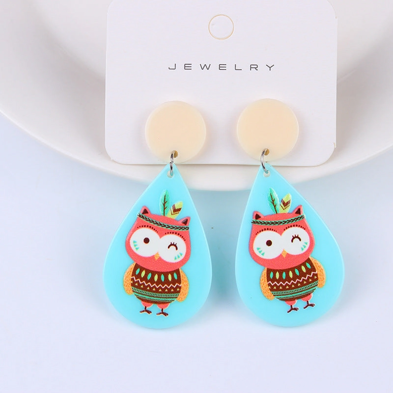 Wholesale Acrylic Animal Relief Printed Earrings