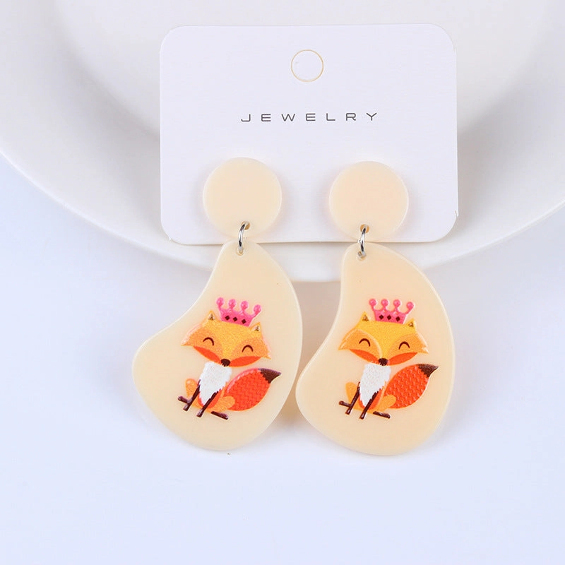 Wholesale Acrylic Animal Relief Printed Earrings