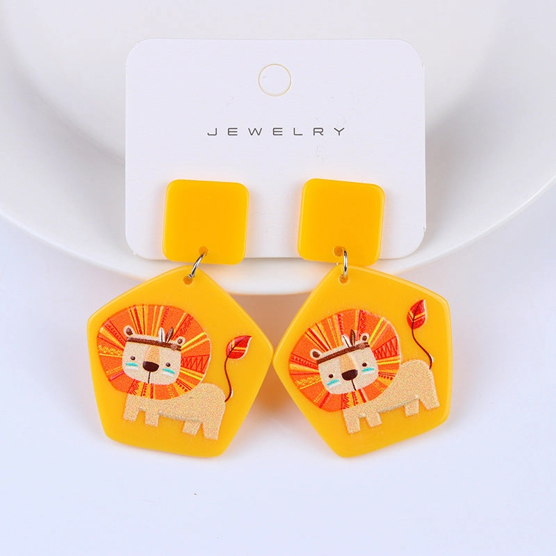 Wholesale Acrylic Animal Relief Printed Earrings