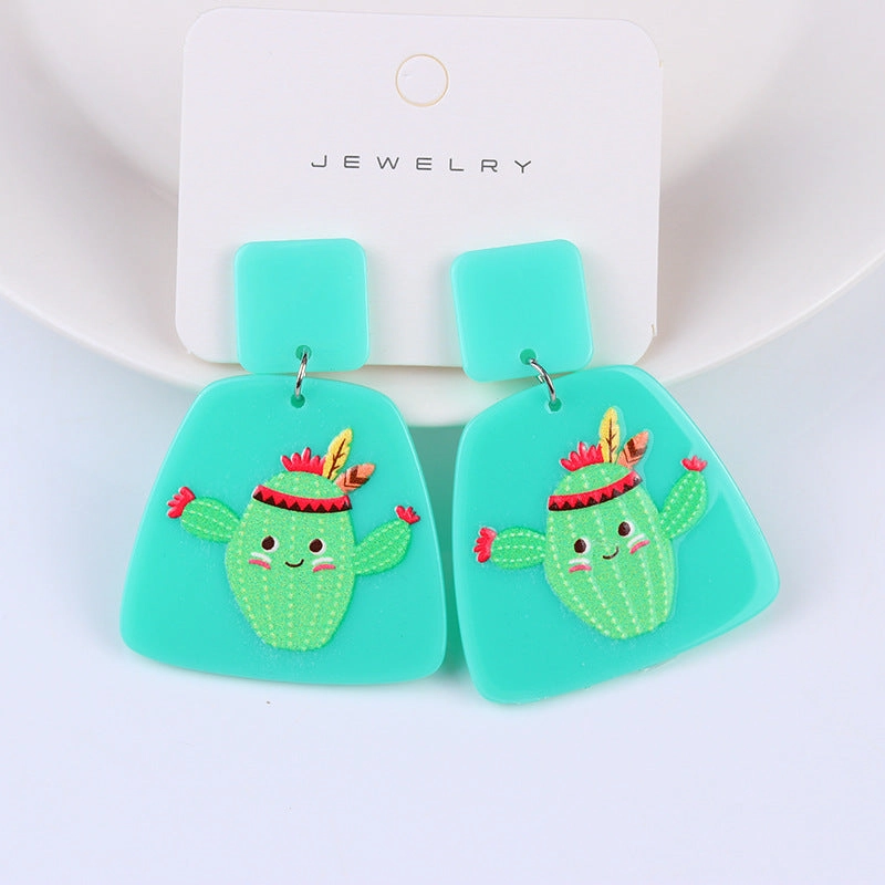Wholesale Acrylic Animal Relief Printed Earrings