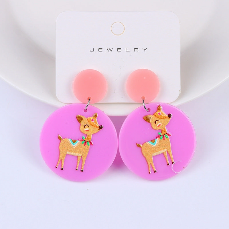 Wholesale Acrylic Animal Relief Printed Earrings