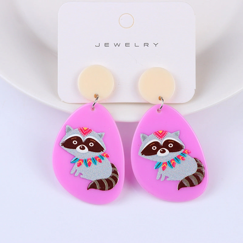 Wholesale Acrylic Animal Relief Printed Earrings