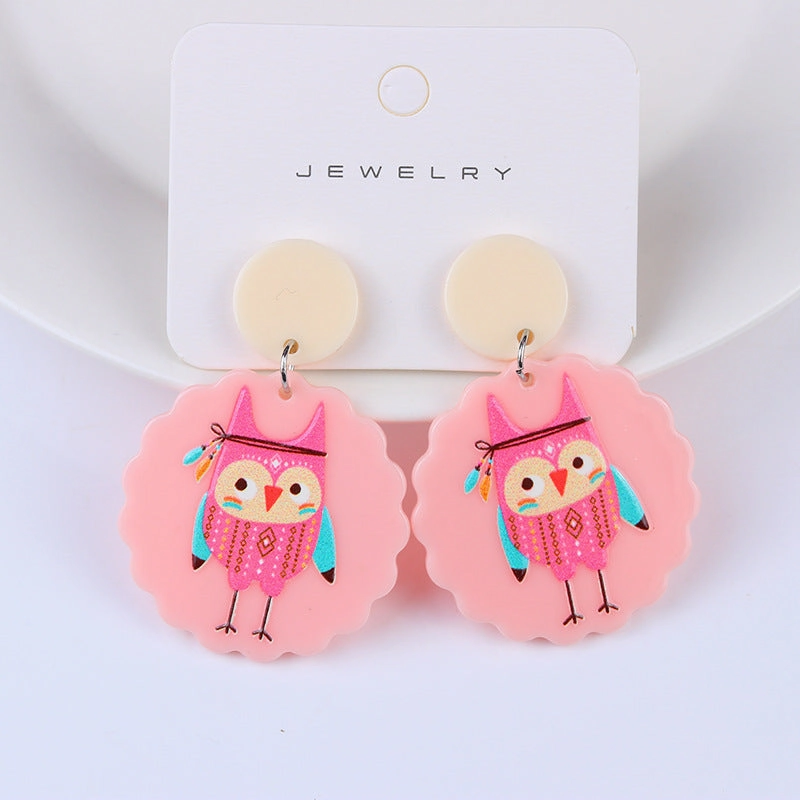 Wholesale Acrylic Animal Relief Printed Earrings