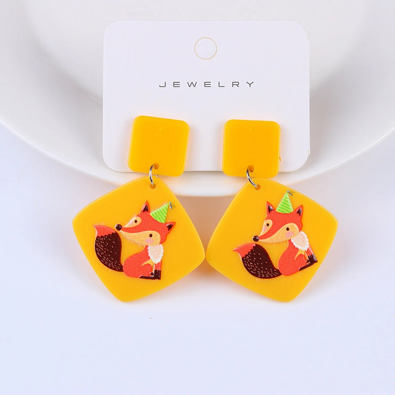Wholesale Acrylic Animal Relief Printed Earrings