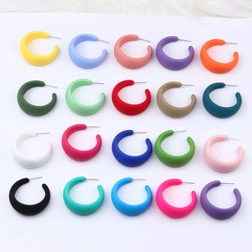 Wholesale Acrylic Baked Paint C-ring Geometric Earrings