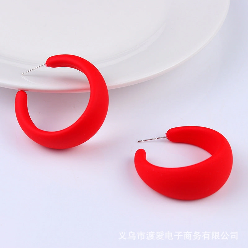 Wholesale Acrylic Baked Paint C-ring Geometric Earrings
