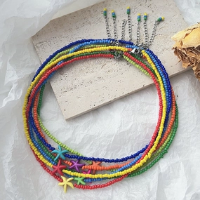 Wholesale Acrylic Bohemian Mizhu Starfish Necklace