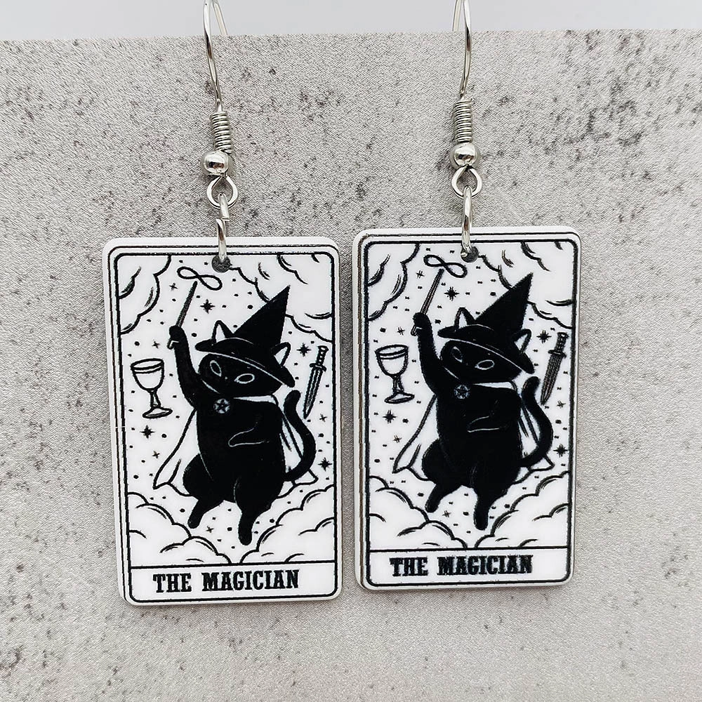 Wholesale Acrylic Cartoon Playing Cards Tarot Pendant Earrings