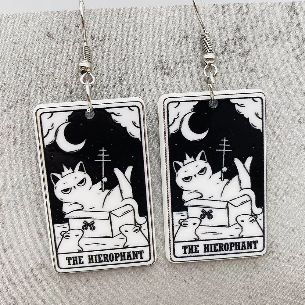 Wholesale Acrylic Cartoon Playing Cards Tarot Pendant Earrings