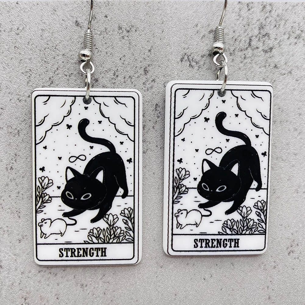 Wholesale Acrylic Cartoon Playing Cards Tarot Pendant Earrings