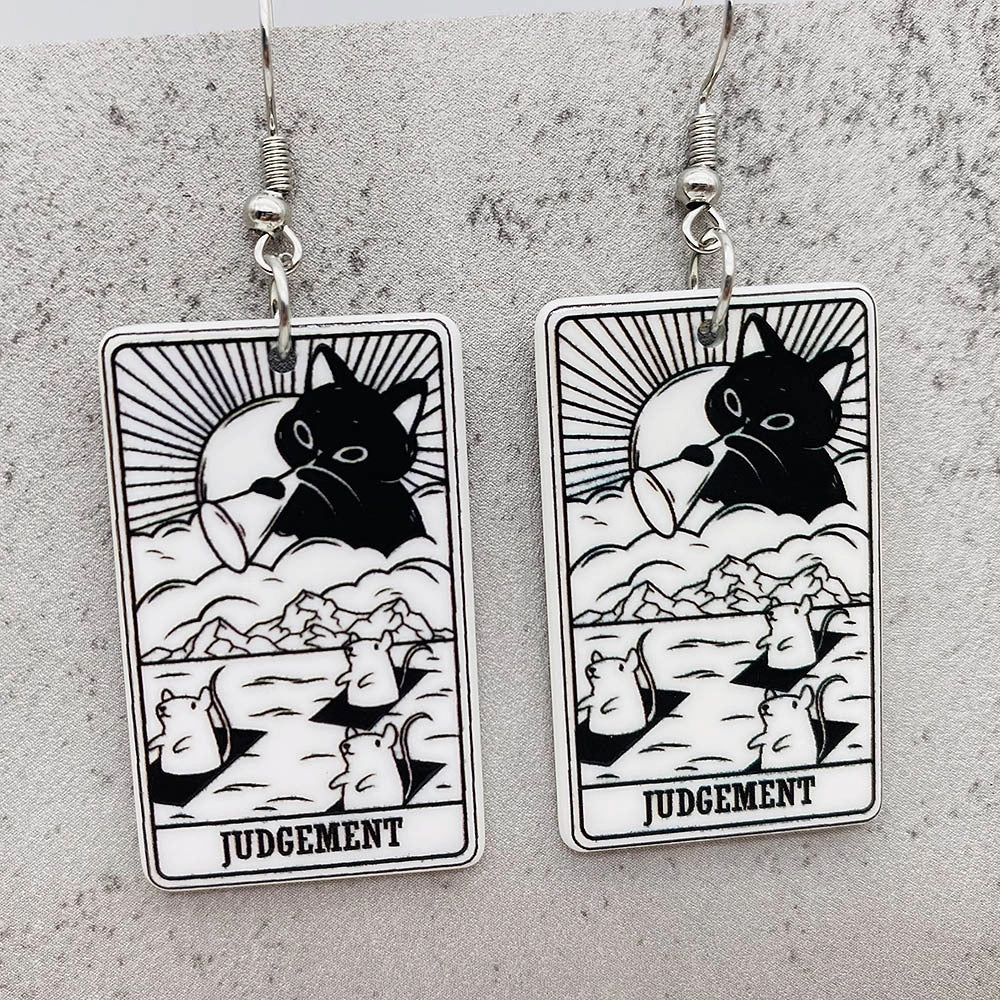 Wholesale Acrylic Cartoon Playing Cards Tarot Pendant Earrings