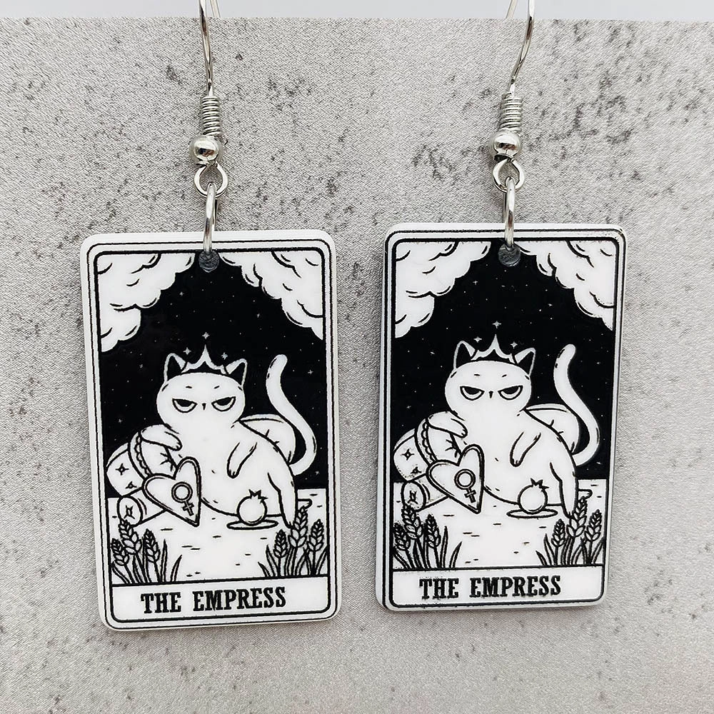 Wholesale Acrylic Cartoon Playing Cards Tarot Pendant Earrings