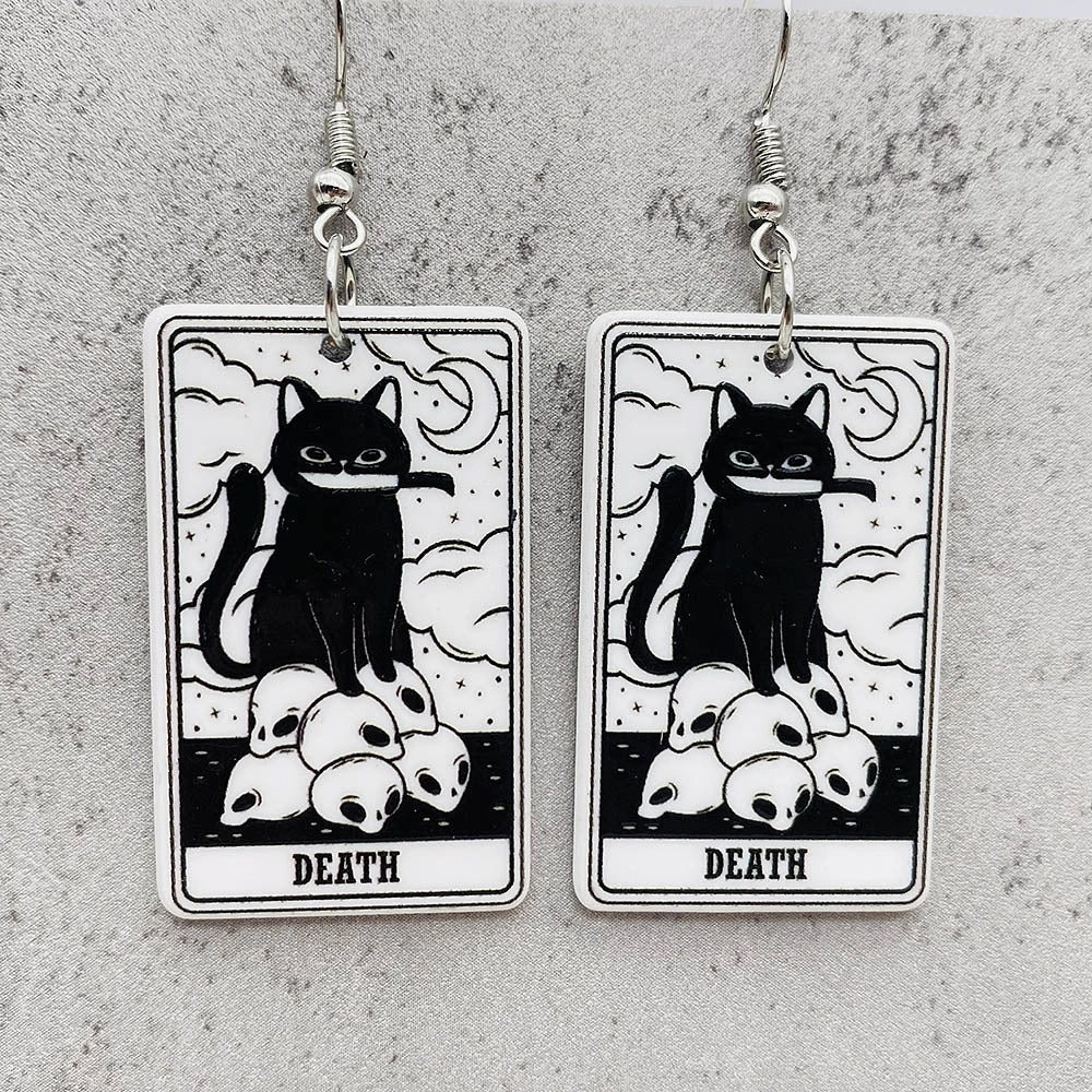 Wholesale Acrylic Cartoon Playing Cards Tarot Pendant Earrings