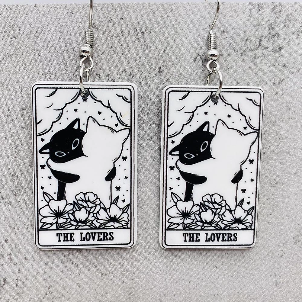 Wholesale Acrylic Cartoon Playing Cards Tarot Pendant Earrings