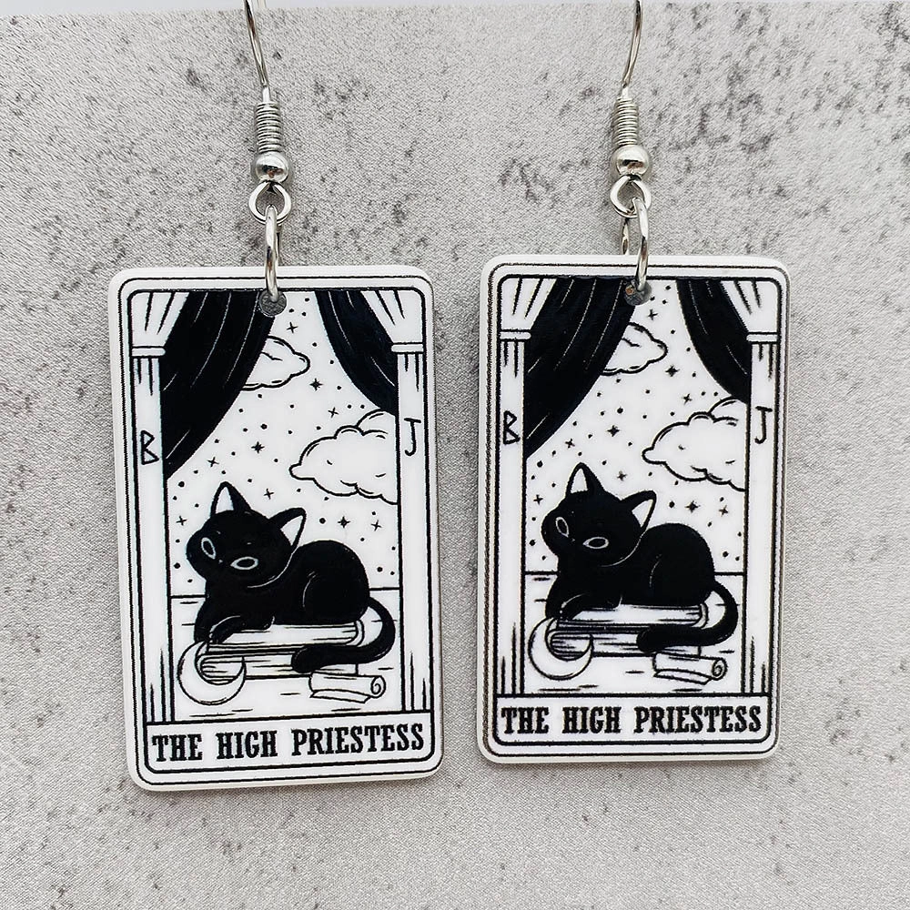 Wholesale Acrylic Cartoon Playing Cards Tarot Pendant Earrings