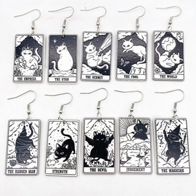 Wholesale Acrylic Cartoon Playing Cards Tarot Pendant Earrings