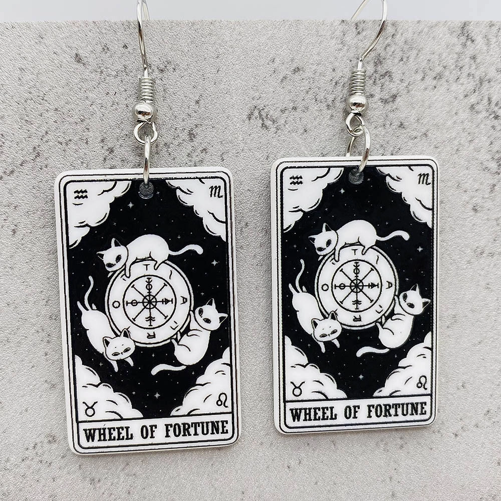 Wholesale Acrylic Cartoon Playing Cards Tarot Pendant Earrings