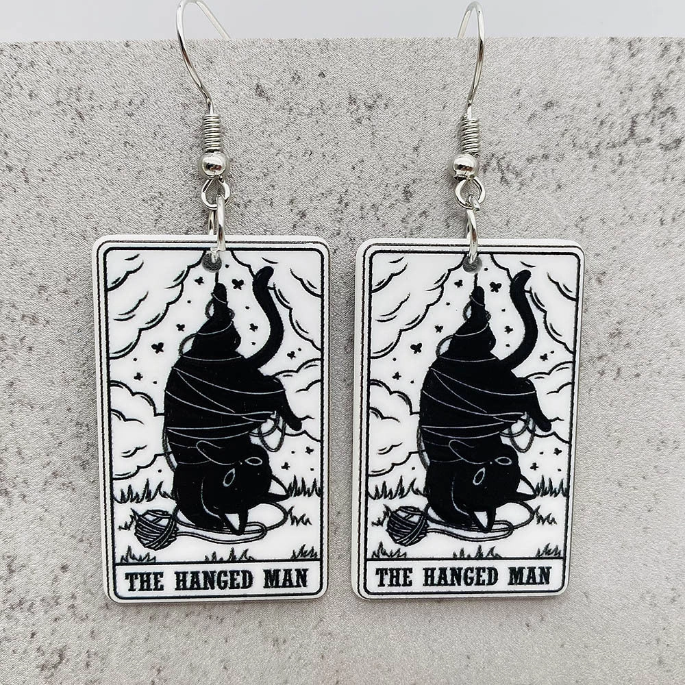 Wholesale Acrylic Cartoon Playing Cards Tarot Pendant Earrings
