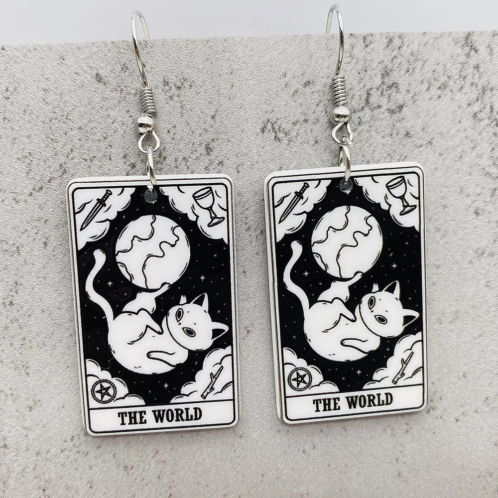 Wholesale Acrylic Cartoon Playing Cards Tarot Pendant Earrings