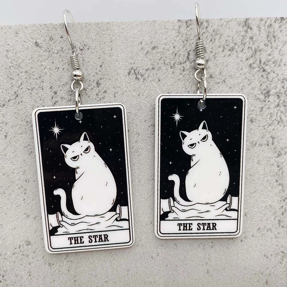 Wholesale Acrylic Cartoon Playing Cards Tarot Pendant Earrings