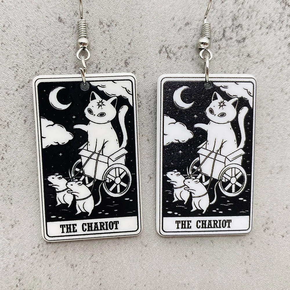 Wholesale Acrylic Cartoon Playing Cards Tarot Pendant Earrings