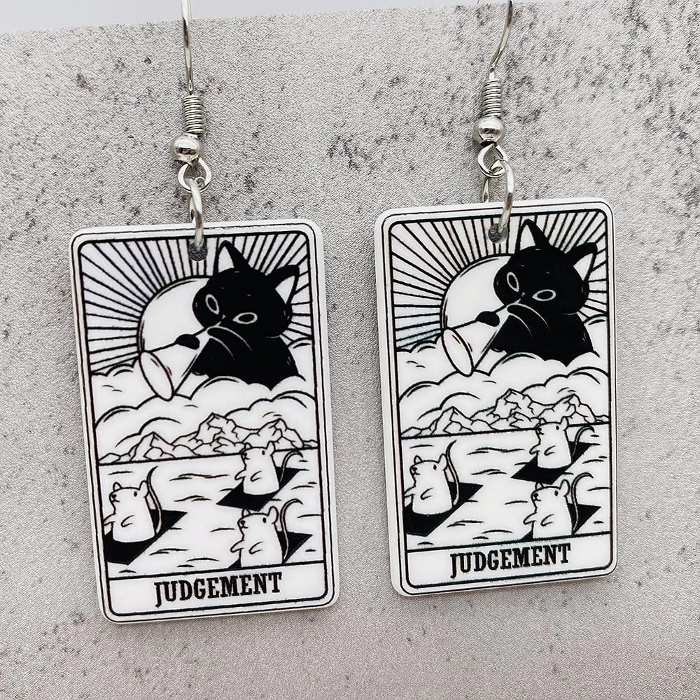 Wholesale Acrylic Cartoon Playing Cards Tarot Pendant Earrings