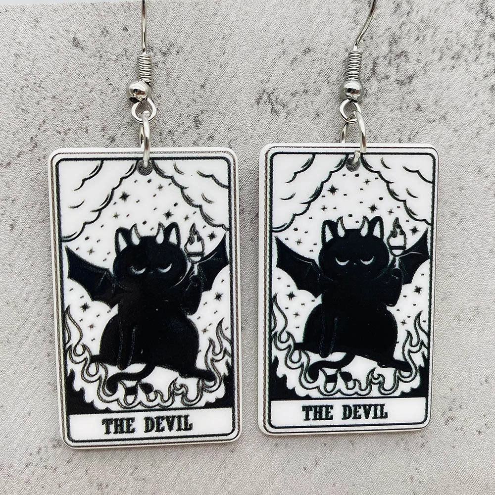 Wholesale Acrylic Cartoon Playing Cards Tarot Pendant Earrings