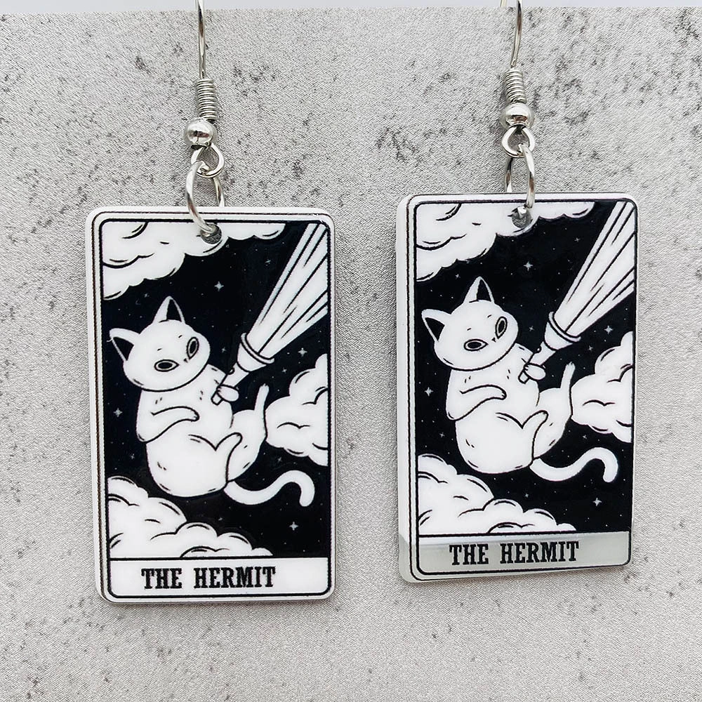 Wholesale Acrylic Cartoon Playing Cards Tarot Pendant Earrings