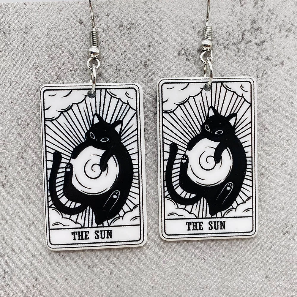 Wholesale Acrylic Cartoon Playing Cards Tarot Pendant Earrings