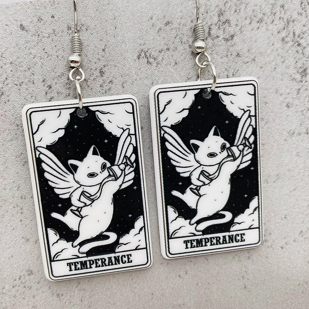 Wholesale Acrylic Cartoon Playing Cards Tarot Pendant Earrings