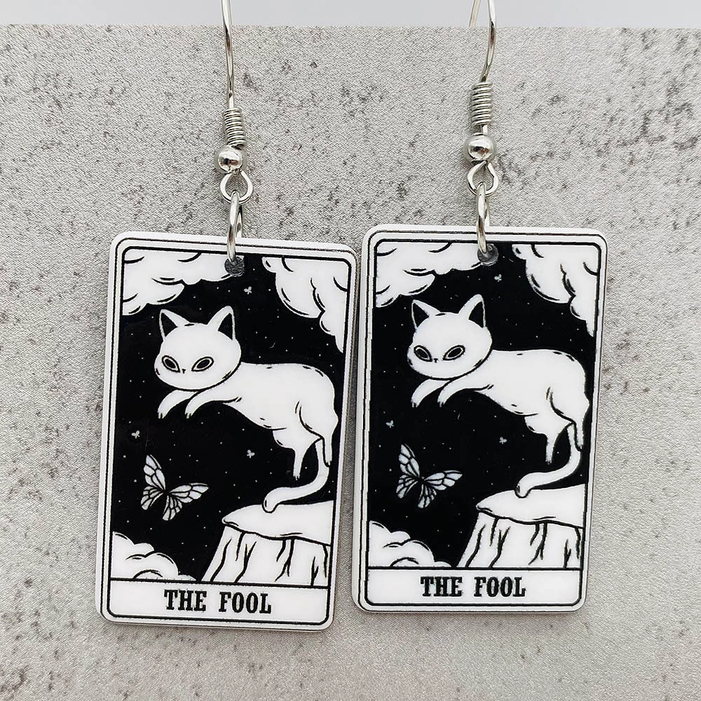 Wholesale Acrylic Cartoon Playing Cards Tarot Pendant Earrings