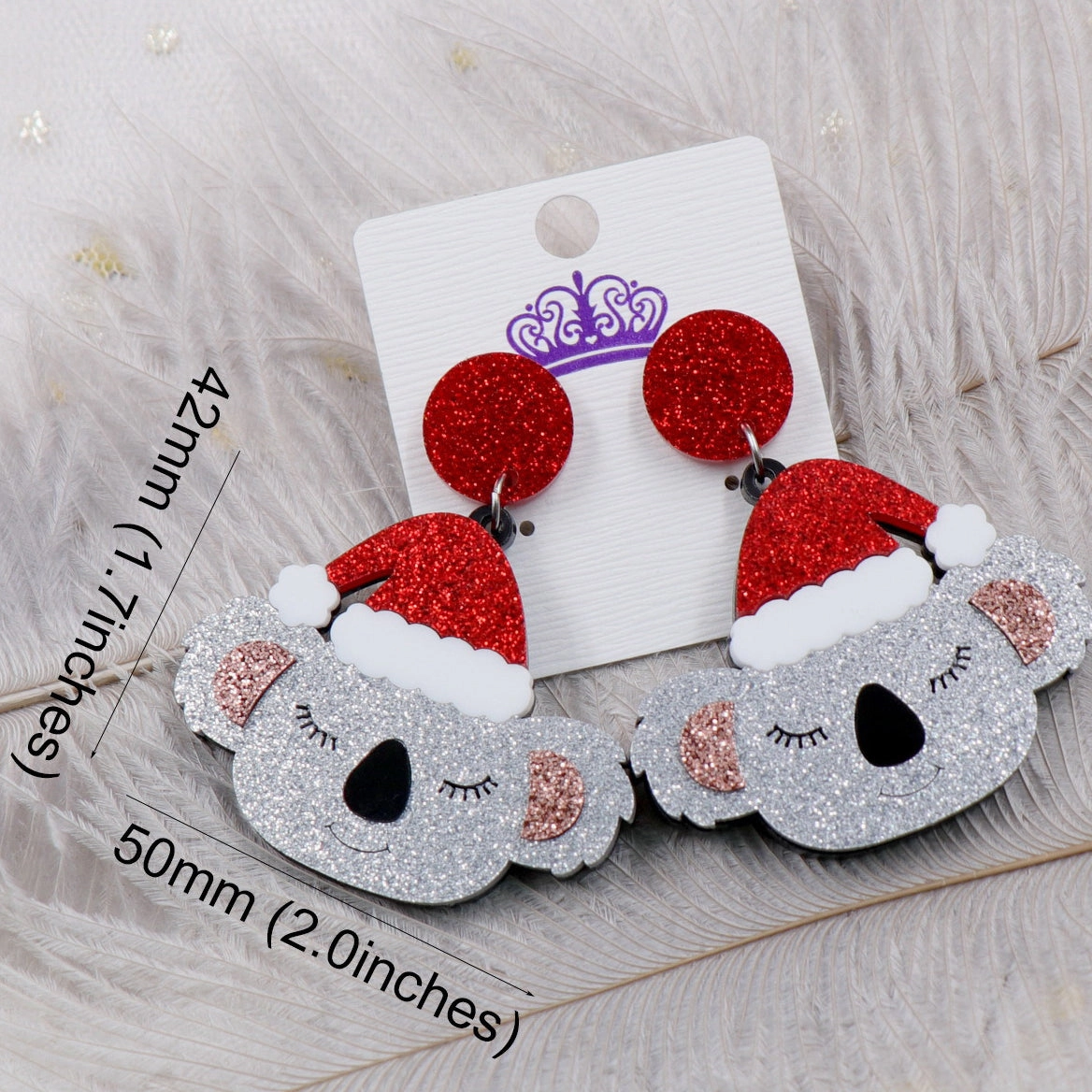 Wholesale Acrylic Christmas Exaggerated New Christmas Hat Koala Earrings
