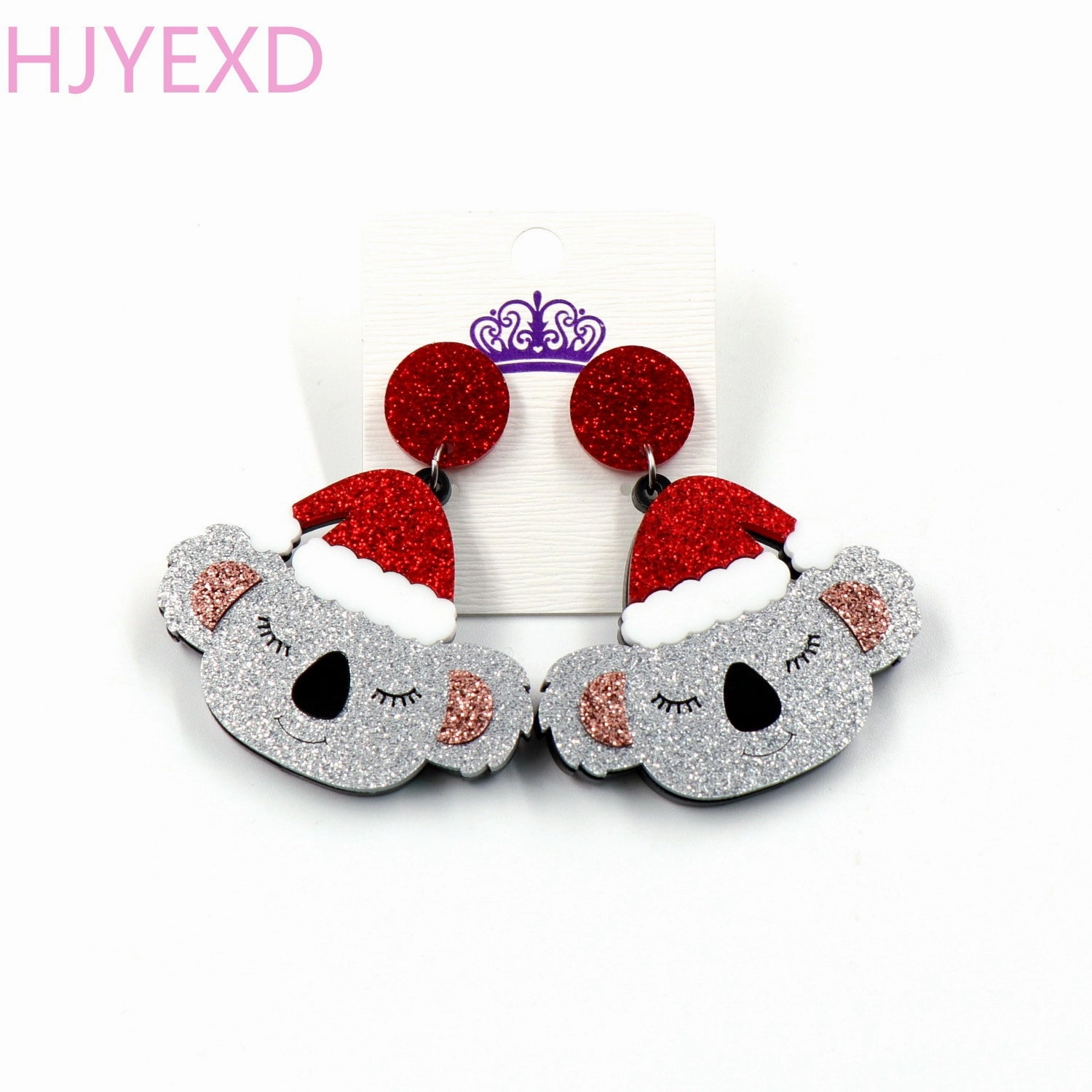 Wholesale Acrylic Christmas Exaggerated New Christmas Hat Koala Earrings