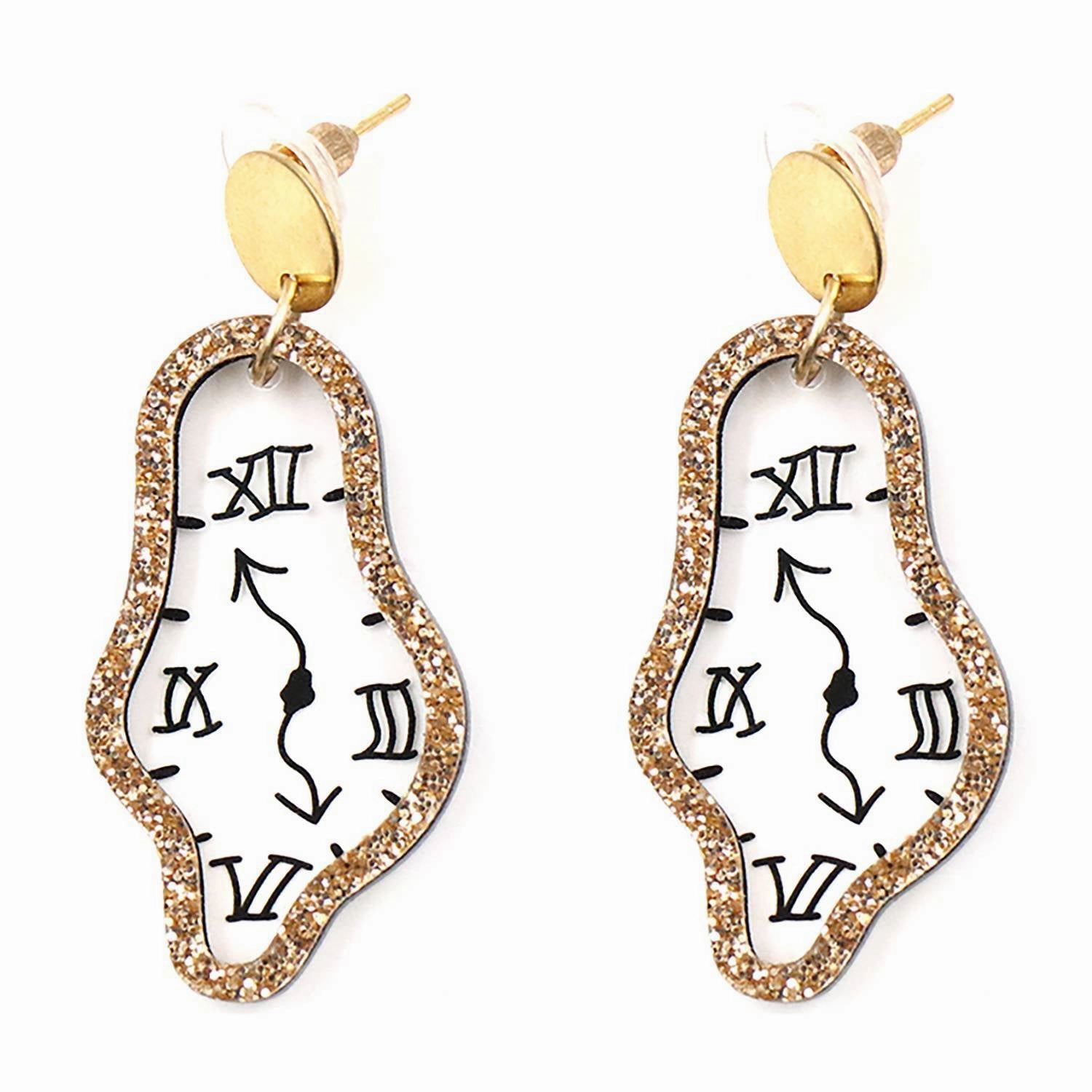 Wholesale Acrylic Clock Time Pendant Earrings
