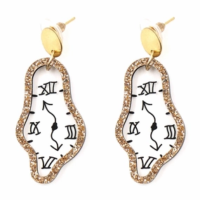 Wholesale Acrylic Clock Time Pendant Earrings