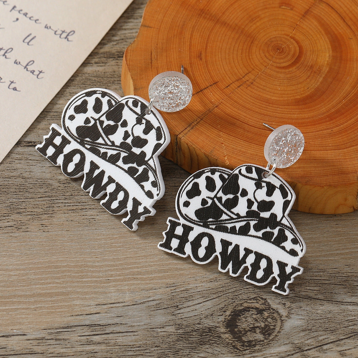 Wholesale Acrylic Cow Boots Western Cowboy Hat Earrings