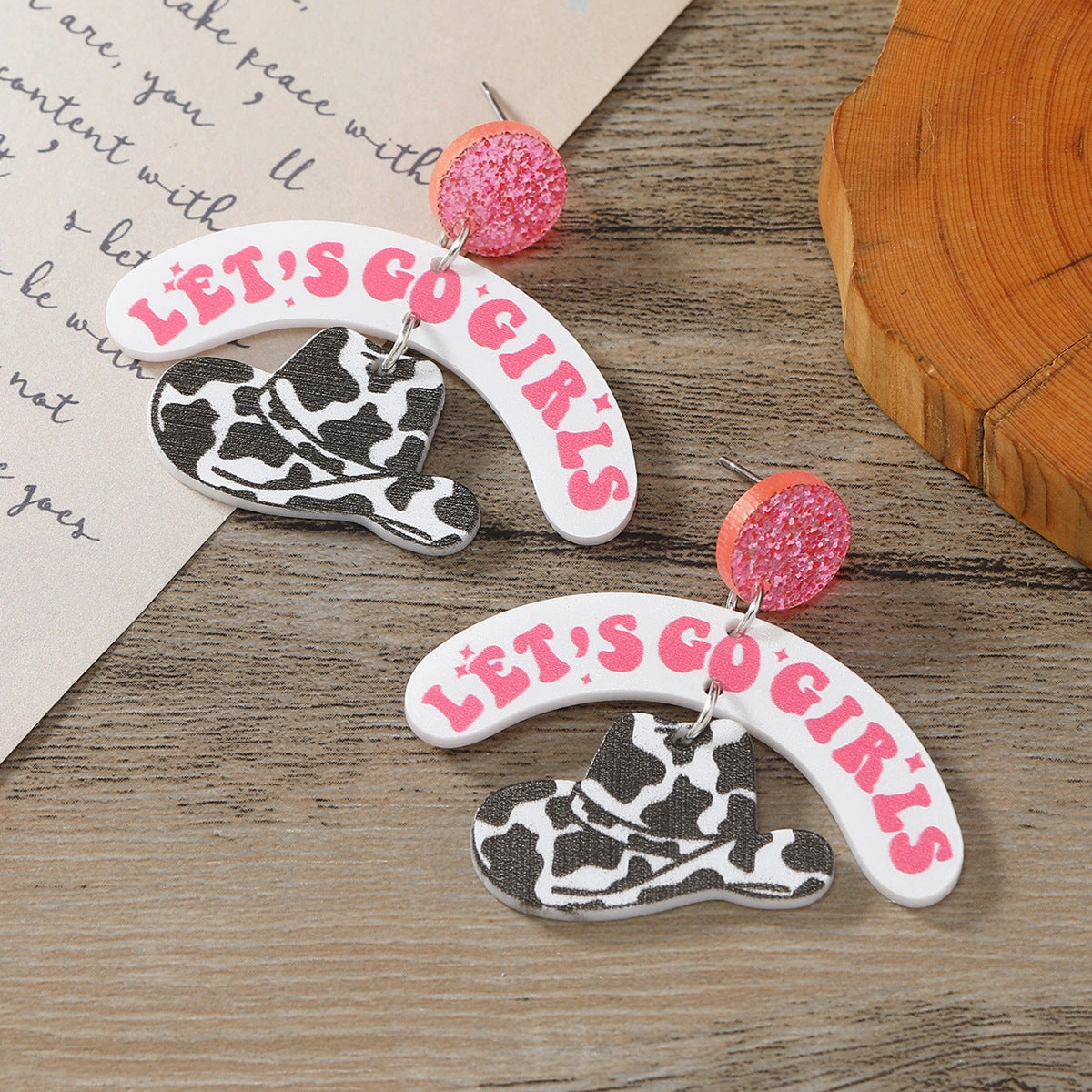 Wholesale Acrylic Cow Boots Western Cowboy Hat Earrings