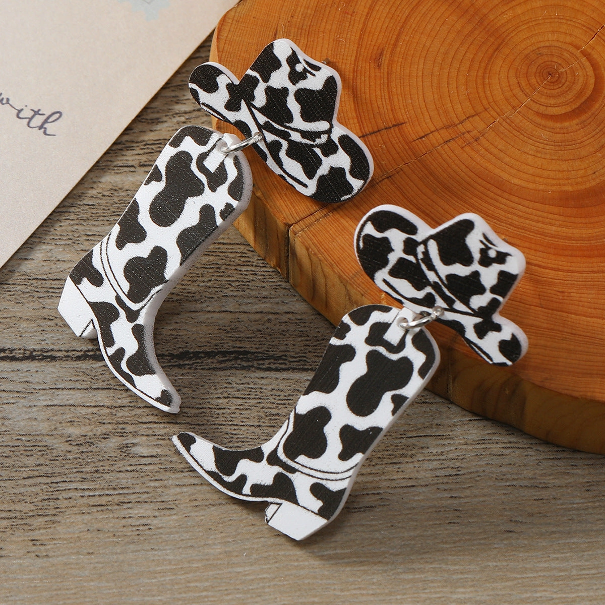 Wholesale Acrylic Cow Boots Western Cowboy Hat Earrings