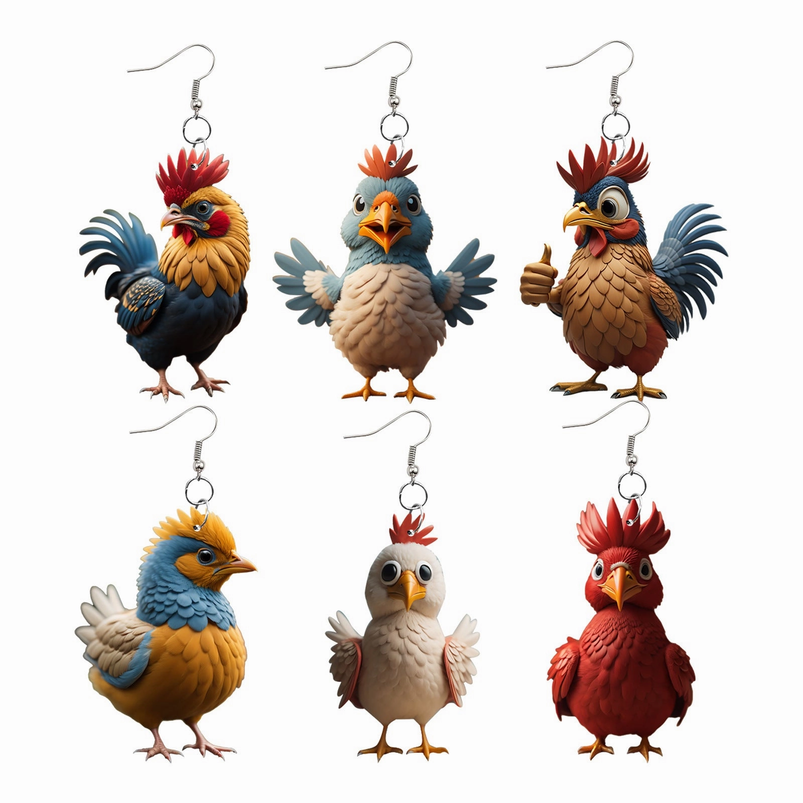 Wholesale acrylic creative rooster earrings