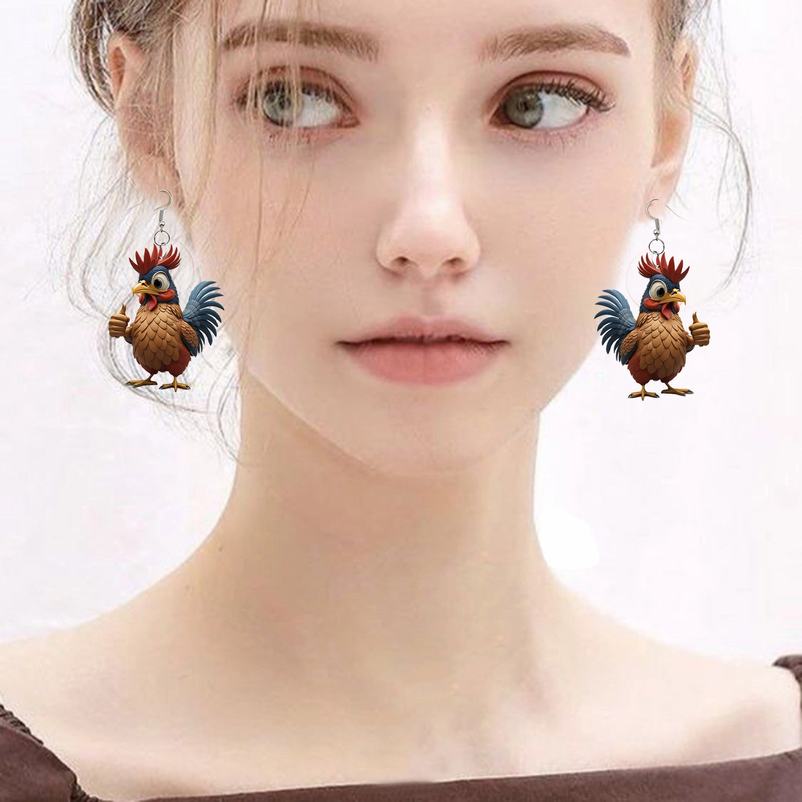 Wholesale acrylic creative rooster earrings