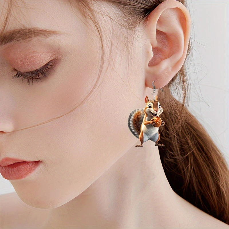 Wholesale Acrylic Cute Acorn Squirrel Earrings