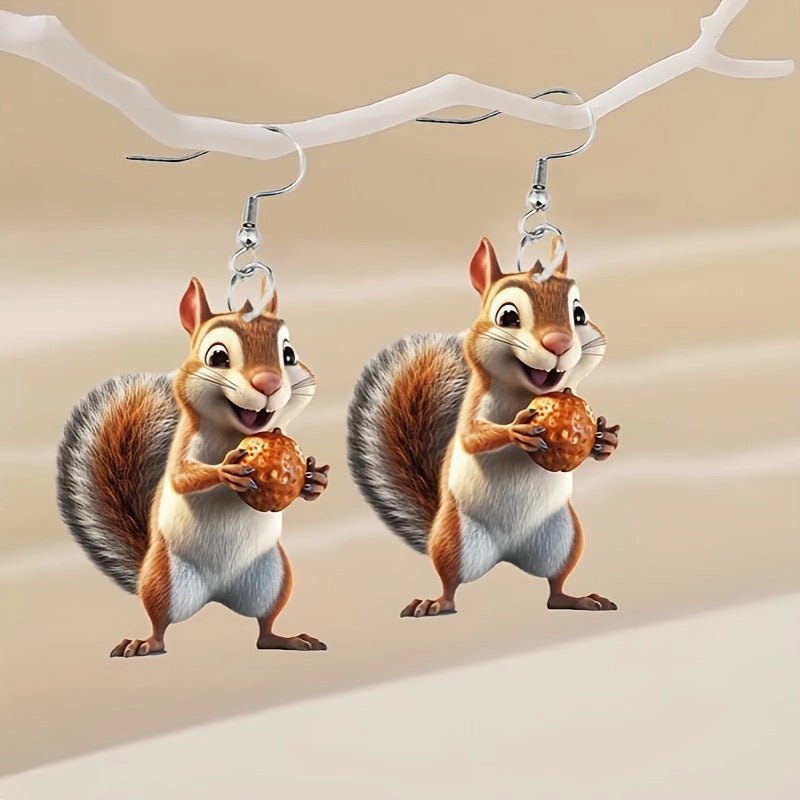 Wholesale Acrylic Cute Acorn Squirrel Earrings