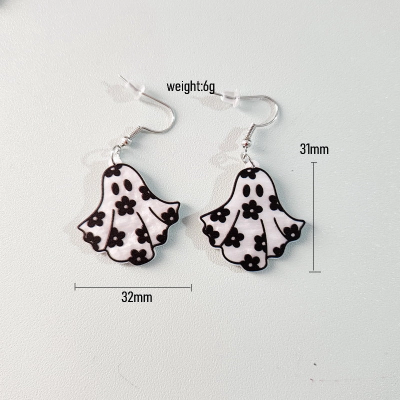 Wholesale Acrylic Cute Halloween Flower Pumpkin Bee Ghost Earrings
