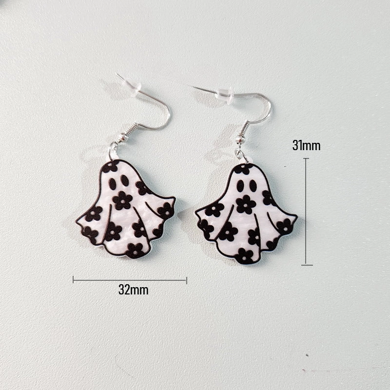 Wholesale Acrylic Cute Halloween Flower Pumpkin Bee Ghost Earrings